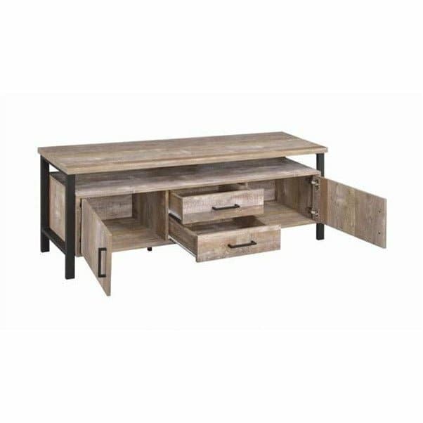 2-Drawer TV Console Weathered Oak, 59" - HER Home Design Boutique